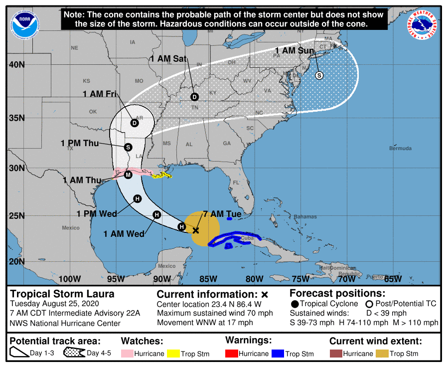 Laura 5-Day Cone | August 25, 2020, 8am ET