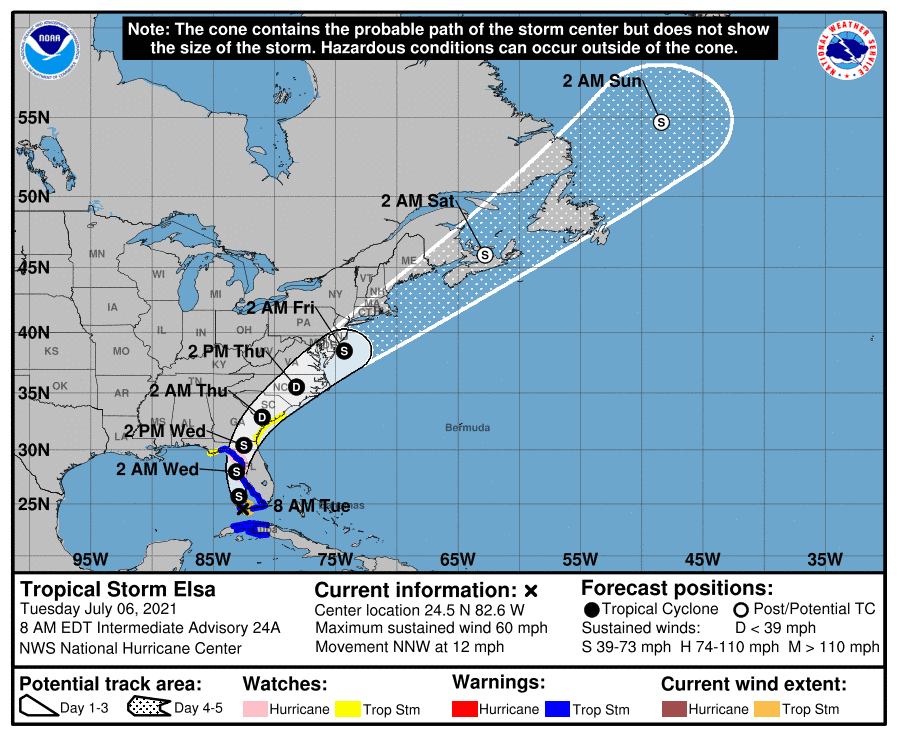 Elsa 5-Day Cone | July 6, 2021 8:00am