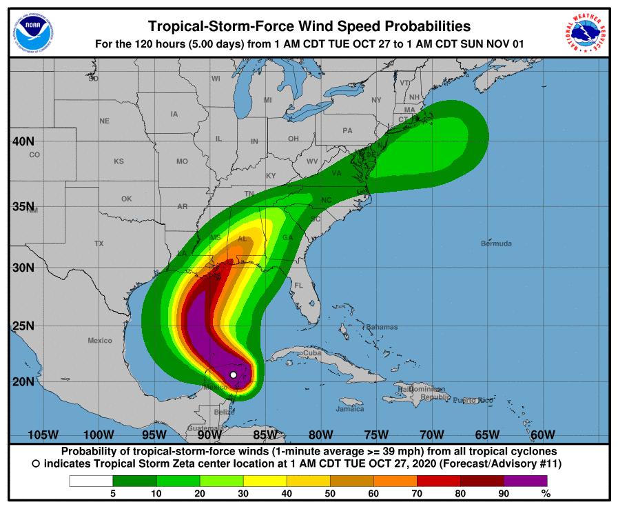 Zeta Tropical-Storm-Force Wind Speed Probabilities