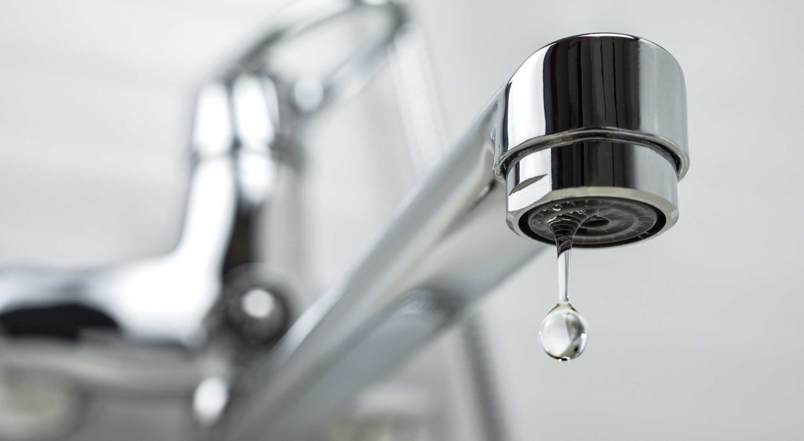 Water leaking from a faucet