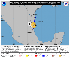 Fernand NHC Cone | September 4, 2019, 8am EDT