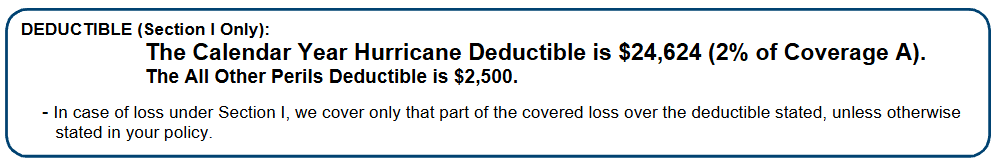 Hurricane deductible on declaration page