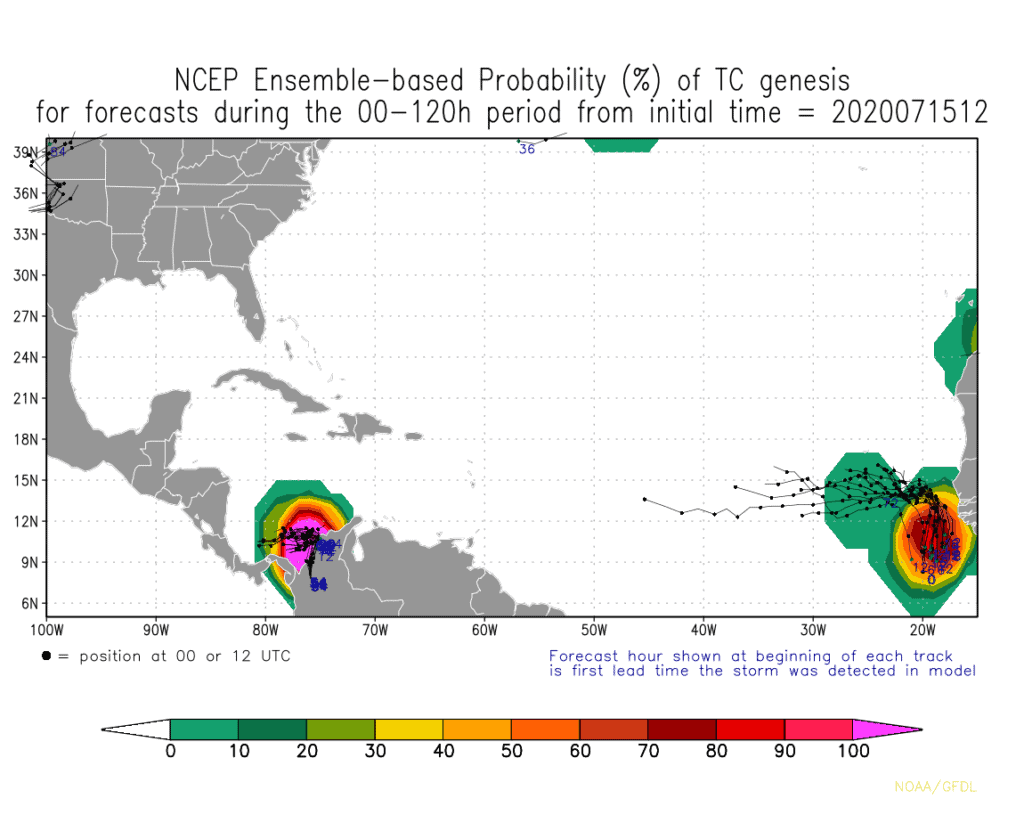 NCEP Ensemble-based Probability (%) of TC genesis