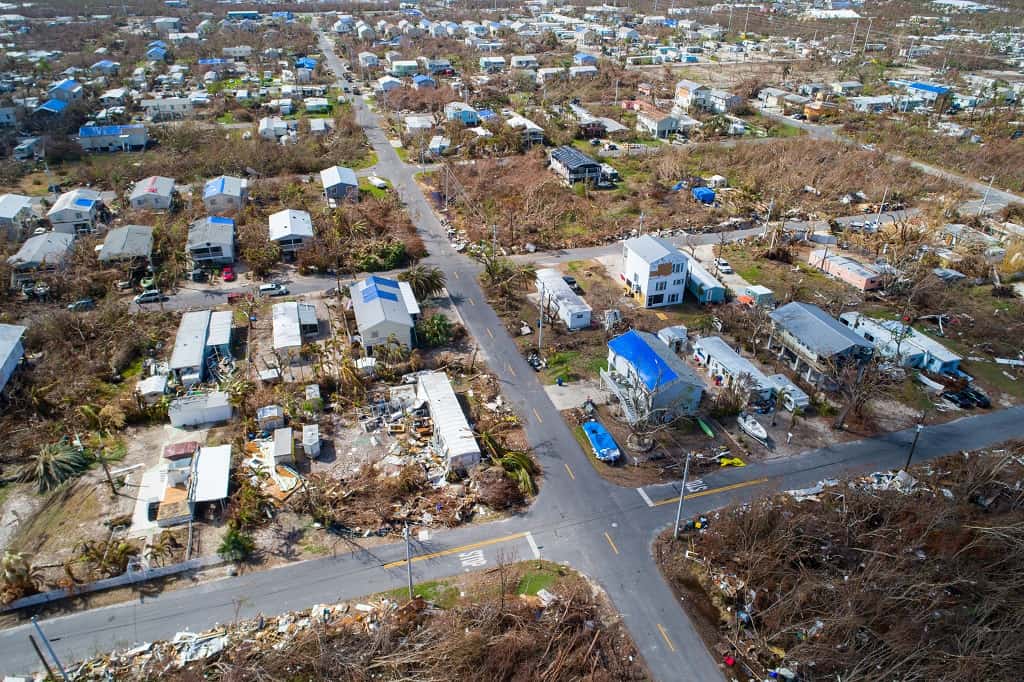 Aerial image of Florida Keys after Hurricane Irma