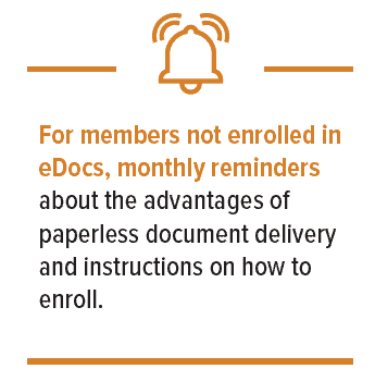 For members not enrolled in eDocs, monthly reminders