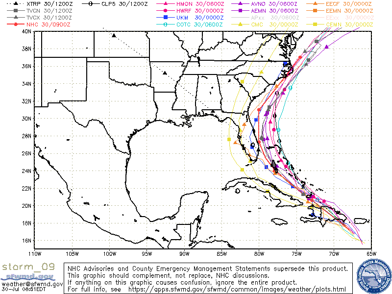 Tropical Storm Isaias Spaghetti Models | July 30, 2020, 8:51am EDT