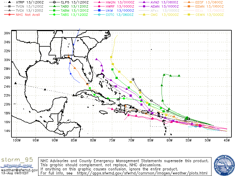 Invest 95 Spaghetti Models | August 13, 2021 9:51am EDT