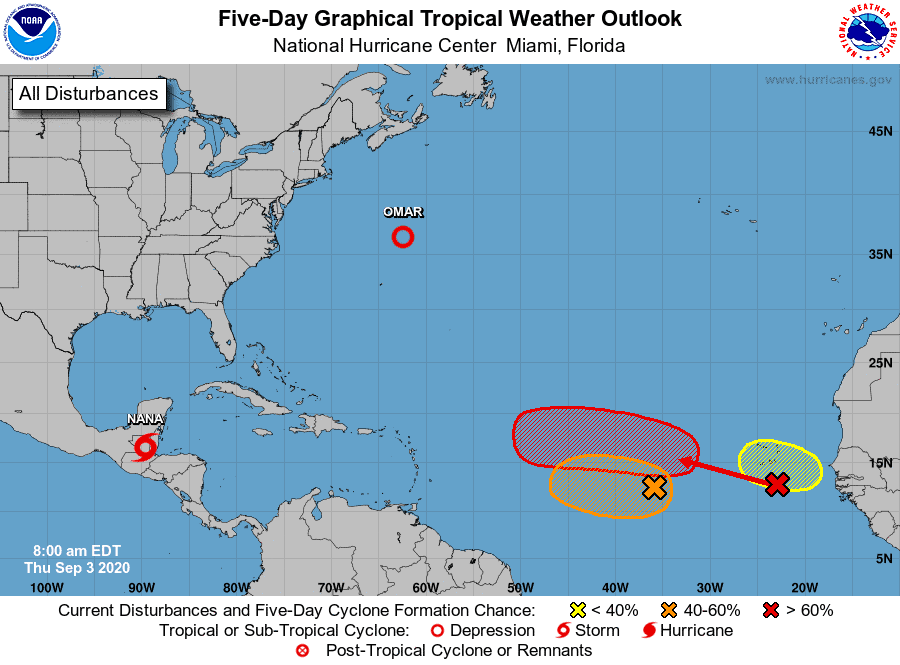 Five-Day Graphical Tropical Weather Outlook | September 3, 2020
