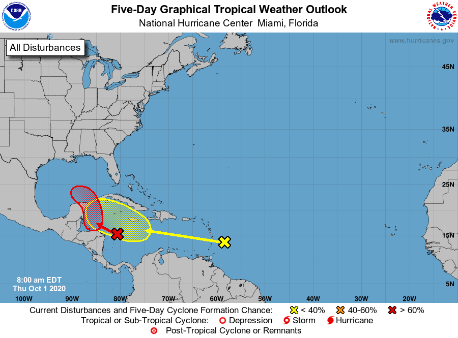 Five-Day Graphical Tropical Weather Outlook | October 1, 2020