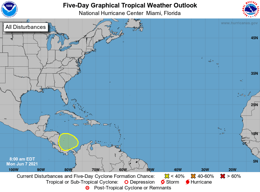 Five-Day Graphical Tropical Weather Outlook | June 7, 2021 8:00am EDT