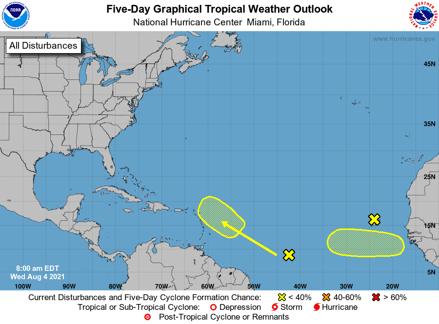 Five-Day Graphical Tropical Weather Outlook | August 4, 2021
