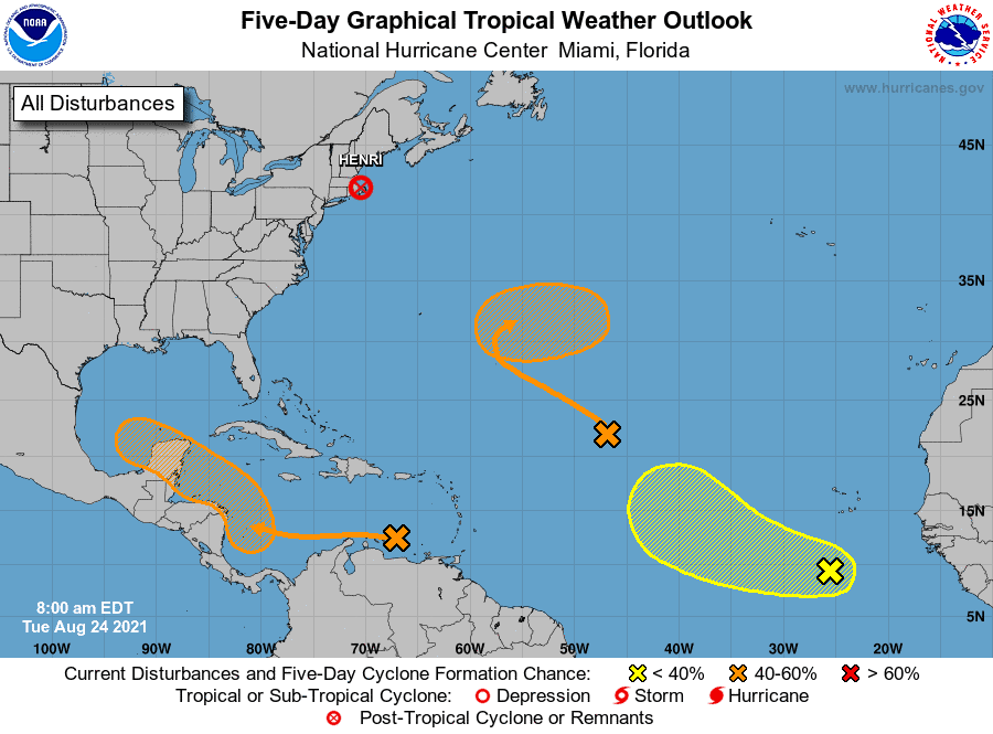 Five-Day Graphical Tropical Weather Outlook | August 24, 2021