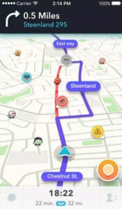 Waze navigation screenshot